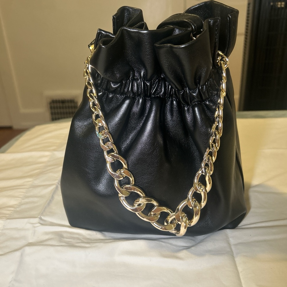 Forever 21 Black Mini Bag with Gold Chain